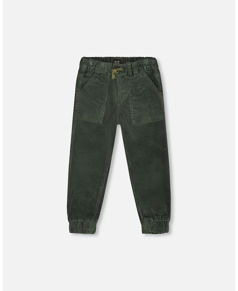 Deux par Boy Stretch Corduroy Jogger Pants Forest Green