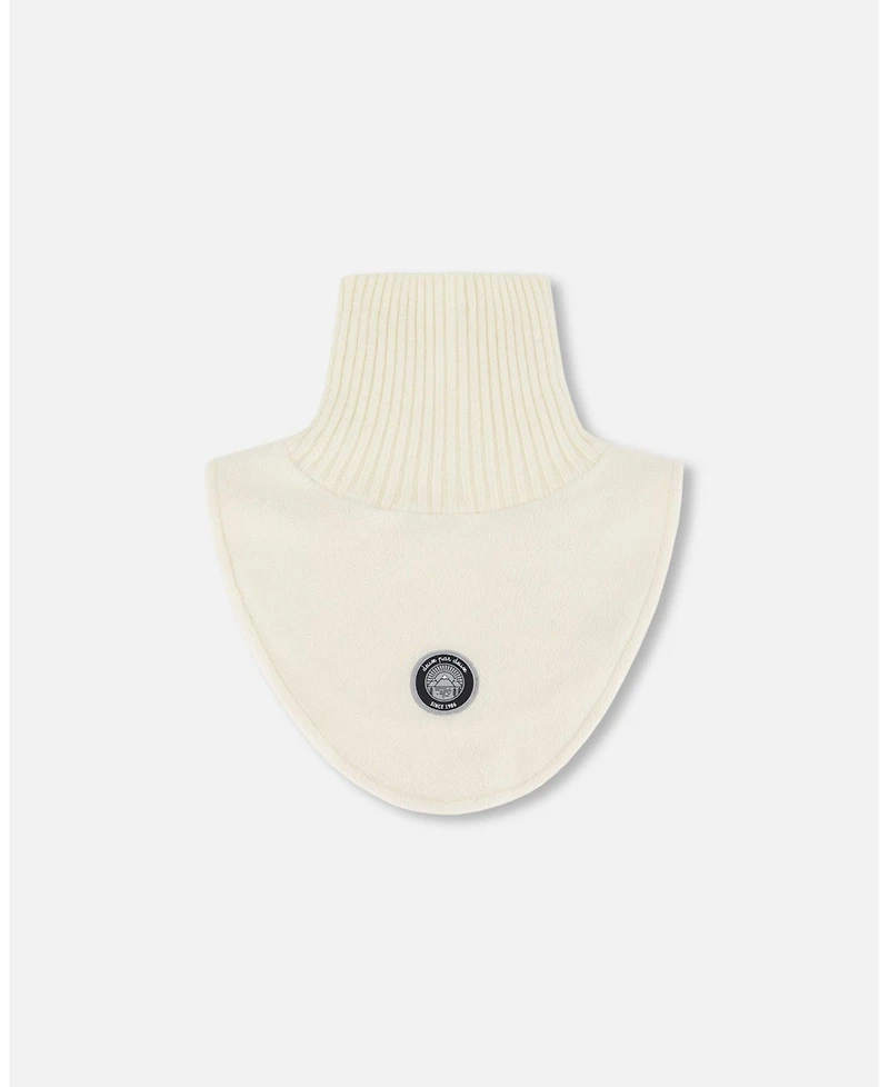 Deux par Kids Unisex Polar Fleece and Knit Neckwarmer Off-White - Toddler|Child
