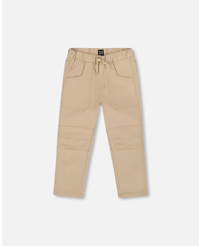 Deux par Toddler Boys Twill Jogger Pants with Patch Pockets Beige - Toddler|Child