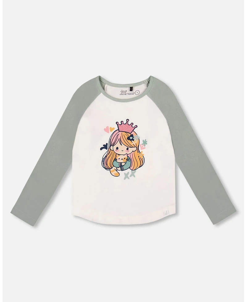Deux par Girl Jersey Raglan Sleeve Tee Off-White
