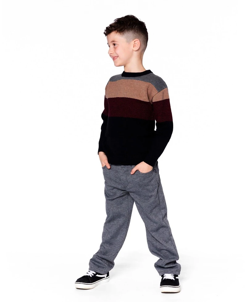 Deux par Boy Stretch Jacquard Pants Grey Herringbone - Toddler|Child