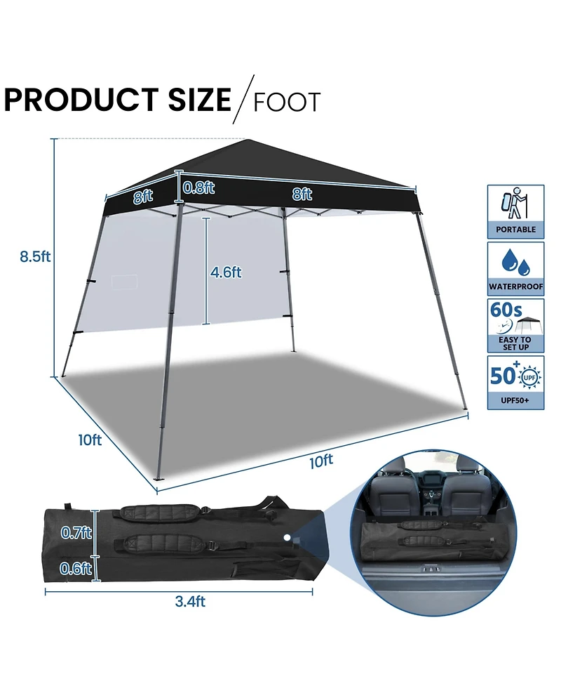 Yaheetech One-person Set Up Pop-up Canopy Tent w/ Side Panel, Slant Leg Instant Storage Bag & 4 Sandbags 8 Ground Stakes, Red