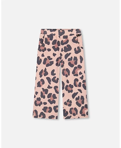 Deux par Girl French Terry Wide Leg Sweatpants Pink Leopard