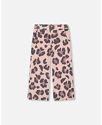 Deux par Girl French Terry Wide Leg Sweatpants Pink Leopard