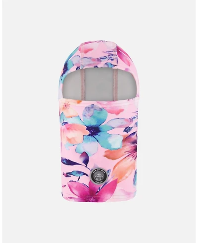 Deux par Girl Brushed Jersey Balaclava Pink Watercolor Flower Print - Toddler|Child