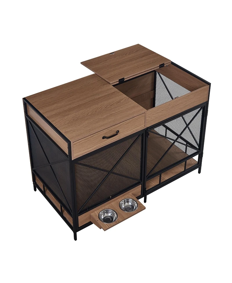 Streamdale Furniture Farmhouse Trash Can Cabinet w/ Drawer & Countertop
