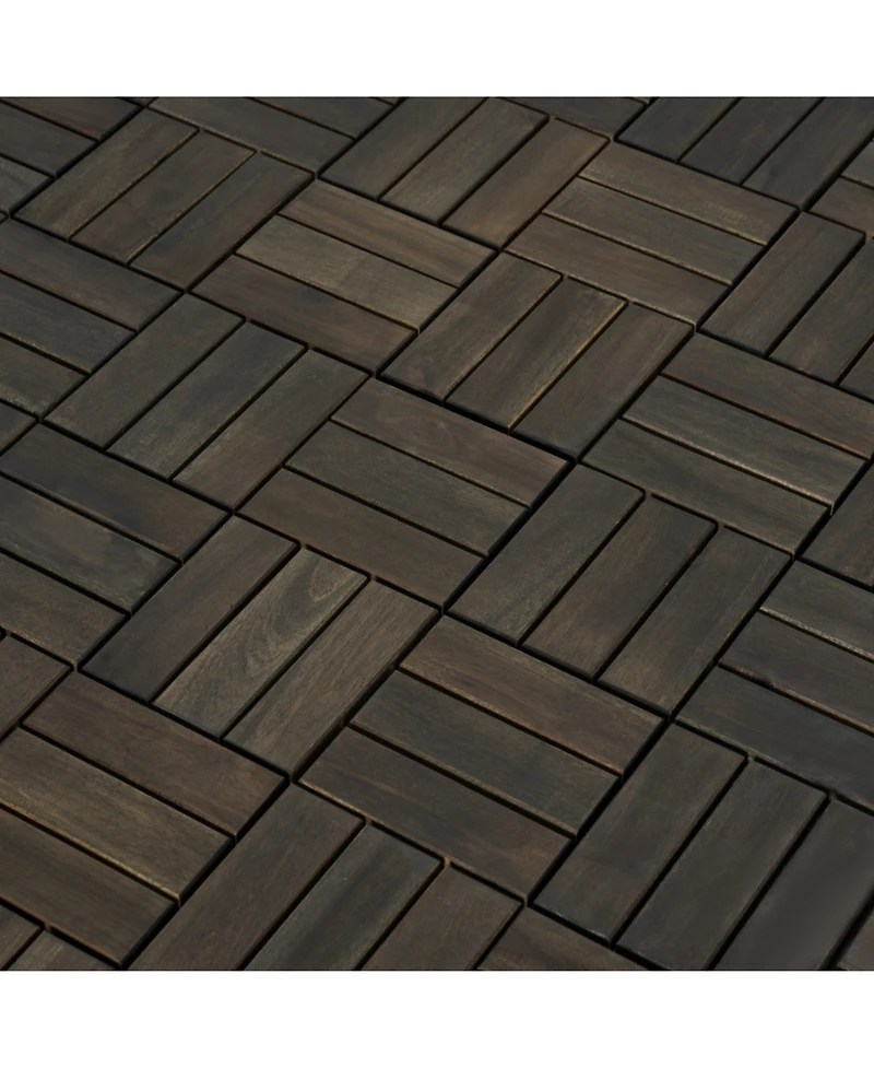 Streamdale Furniture Acacia Wood Deck Tiles Checker Pattern 30 Pcs