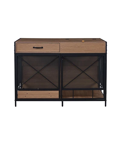 Streamdale Furniture Farmhouse Trash Can Cabinet w/ Drawer & Countertop