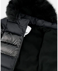 Deux par Girl Long Metallic Puffy Coat Black - Child