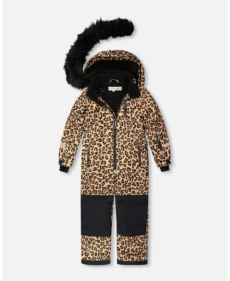 Deux par Girl One-Piece Play Snowsuit Beige Leopard