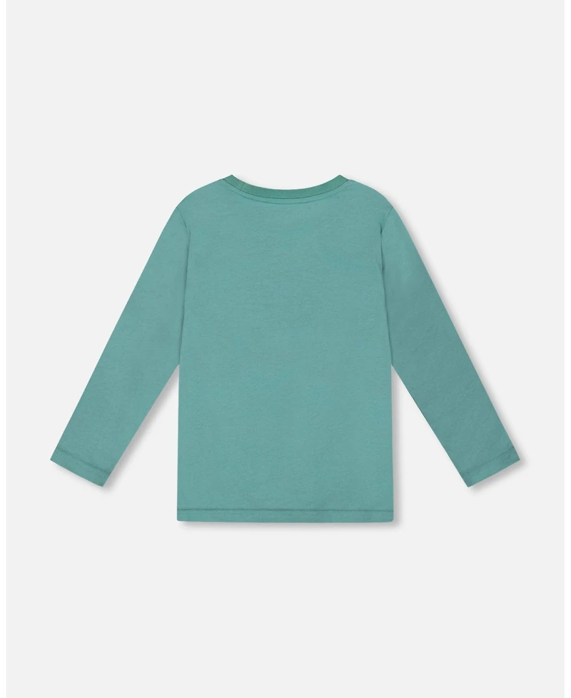 Deux par Boy Long Sleeve Cotton Jersey Tee Shirt Sage Green