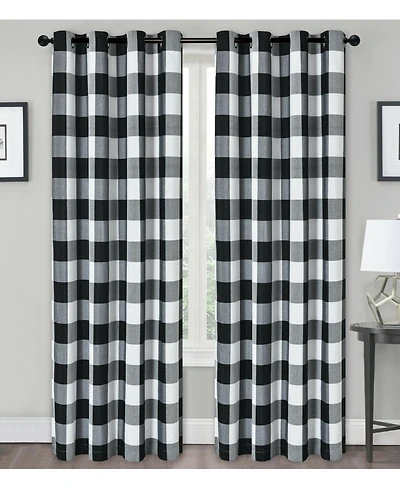 Kate Aurora Country Farmhouse Living Classic Buffalo Plaid Checkered Single Grommet Top Window Curtain Panel - 54 in. W x 84 L, Burgundy