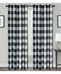 Kate Aurora Country Farmhouse Living Classic Buffalo Plaid Checkered Single Grommet Top Window Curtain Panel - 54 in. W x 84 L, Burgundy