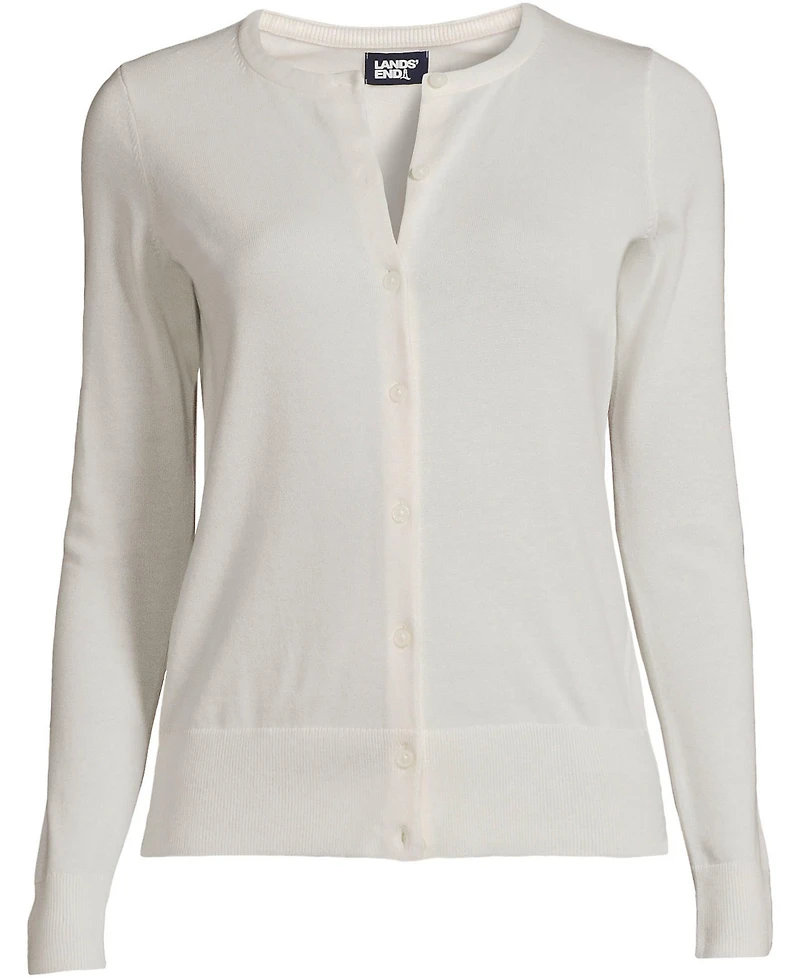 Lands' End Women's Fine Gauge Cotton Cardigan Sweater