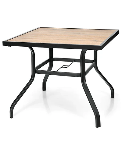 Gymax Patio Square Dining Table Metal Bistro Table Garden Poolside Backyard