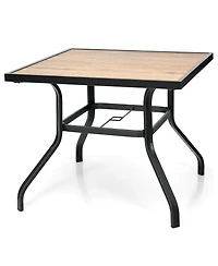 Gymax Patio Square Dining Table Metal Bistro Table Garden Poolside Backyard