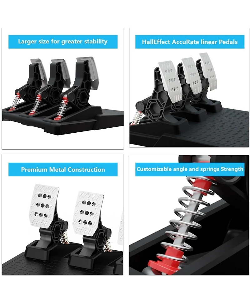 Nbcp Racing Pedal Set for Pc Gaming – HallEffect AccuRate Technology, Adjustable Tension Springs, Premium Metal Construction – Compatibl