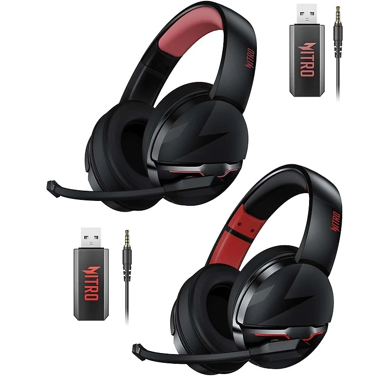 Acer 2.4GHz Flex Wireless Gaming Headset | Red + Pink | 100H Battery, 50mm Drivers, Noise-Canceling Mic | Bluetooth 5.3, 3.5mm | PS4, Pc, Music, Meeti