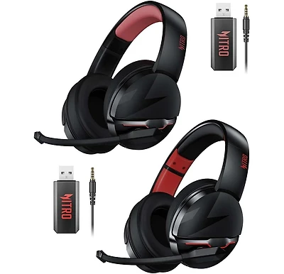 Acer 2.4GHz Flex Wireless Gaming Headset | Red + Pink | 100H Battery, 50mm Drivers, Noise-Canceling Mic | Bluetooth 5.3, 3.5mm | PS4, Pc, Music, Meeti