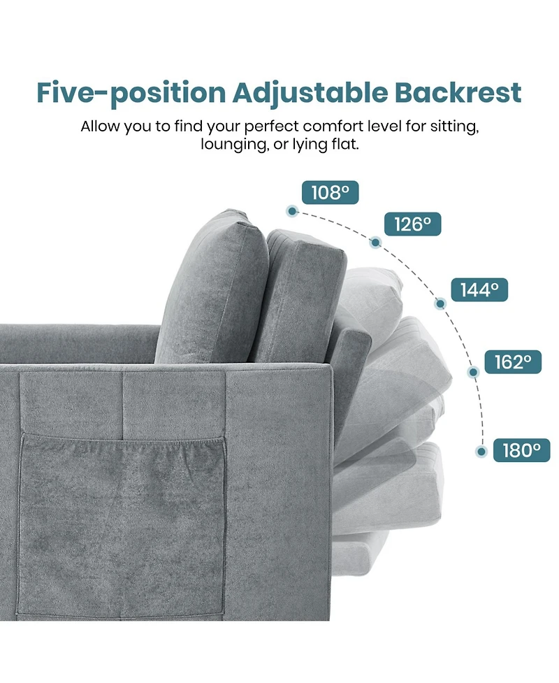 Streamdale Furniture Convertible Sleeper Sofa Bed with Adjustable Backrest