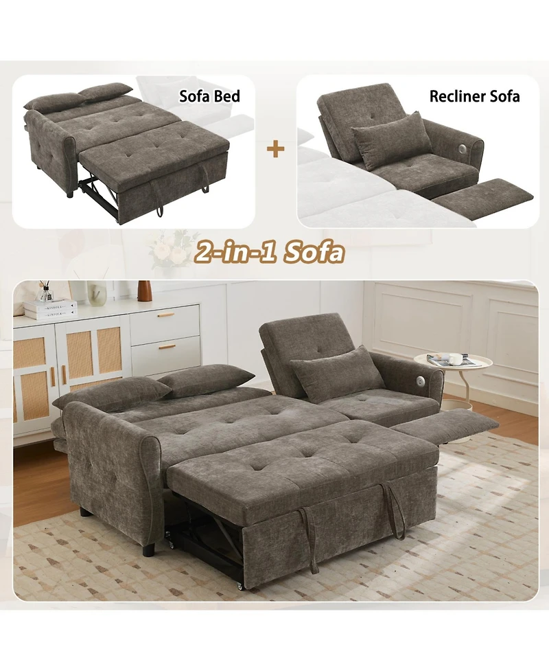 Streamdale Furniture 2-in-1 Sofa Bed with Reversible Recliner