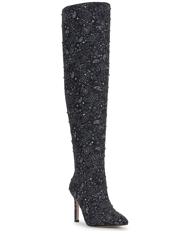 Jessica Simpson Women's Earon Bandana Over-The-Knee Stiletto Dress Boots