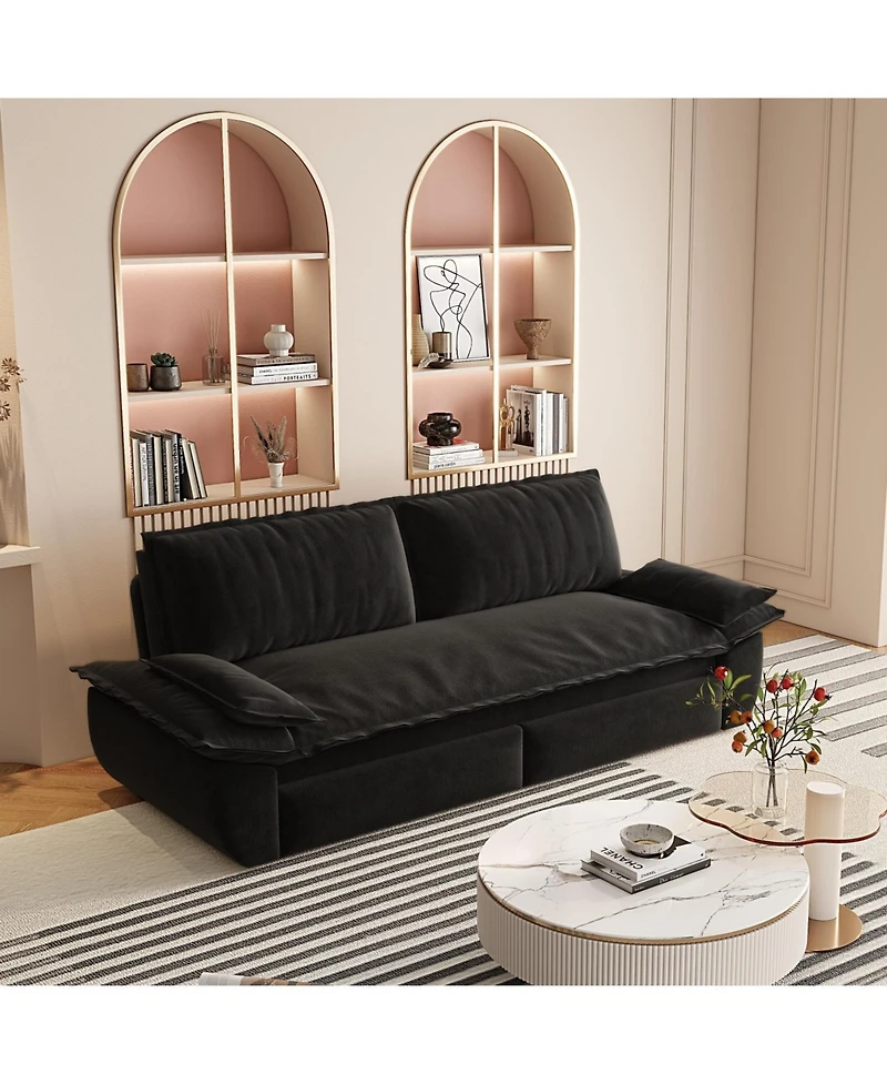 Streamdale Furniture Queen Pull Out Sleeper Sofa Bed - Black