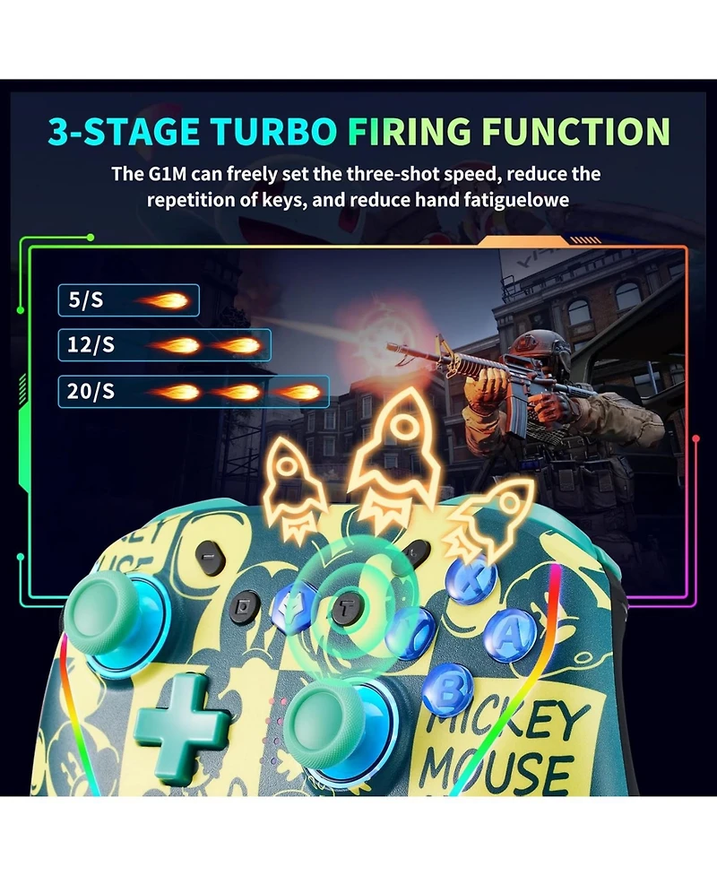 Nbcp Wireless Switch 2 Controller for Nintendo Switch/Lite/Oled, Mouse Touch Back Buttons, Turbo, 6-Axis Gyro, Programmable, Wake Function