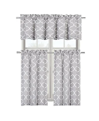 Kate Aurora Shabby Lattice Cotton Blend Kitchen Curtain Tier & Valance Set - 56 in. W x 36 L, Yellow