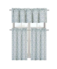 Kate Aurora Shabby Lattice Cotton Blend Kitchen Curtain Tier & Valance Set - 56 in. W x 36 L, Yellow