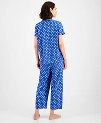 Charter Club Women's 2-Pc. Cotton Printed Cropped Pajamas Set, Created for Macy's