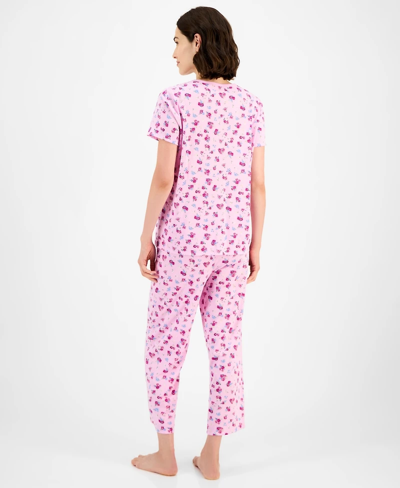 Charter Club Women's 2-Pc. Cotton Printed Cropped Pajamas Set, Created for Macy's