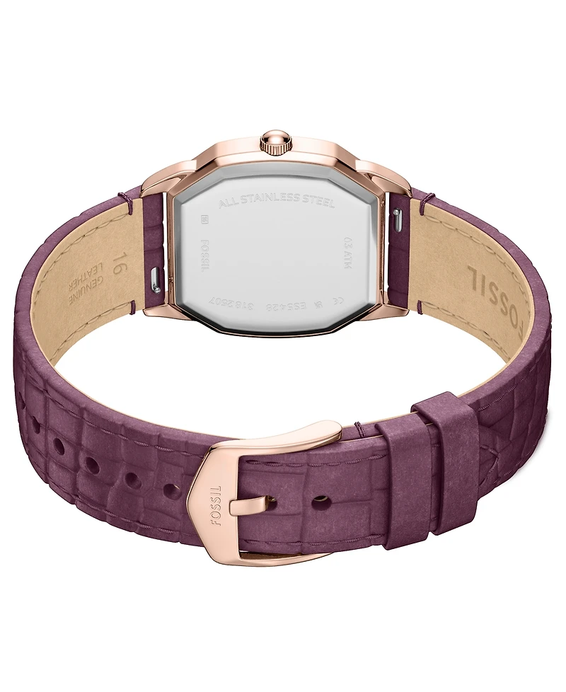 Fossil Women's Harlow Three-Hand Burgundy Croco Leather Watch, 27mm