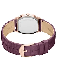 Fossil Women's Harlow Three-Hand Burgundy Croco Leather Watch, 27mm
