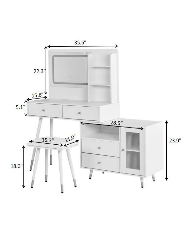 Streamdale Furniture Makeup Vanity Desk with Mirror & Lights, Drawers Cabinet