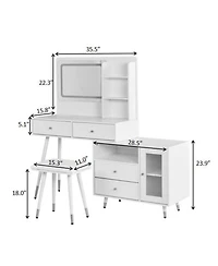 Streamdale Furniture Makeup Vanity Desk with Mirror & Lights, Drawers Cabinet