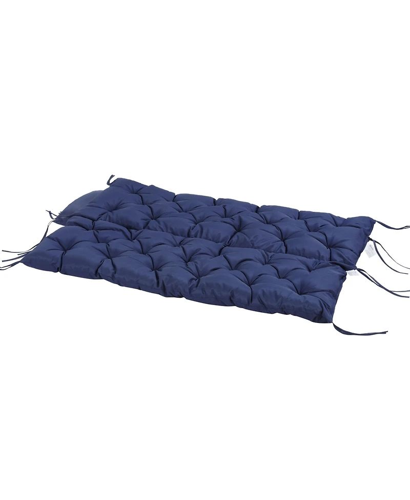 Flynama Tufted Bench Cushions for Outdoor Furniture, 3-Seater Replacement for Swing Chair, Patio Sofa/Couch, Overstuffed, Includes Backrest, Dark Blue