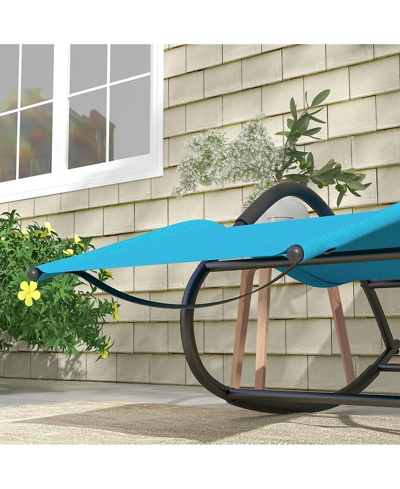 Flynama Rocking Chair, Zero Gravity Patio Chaise Sun Lounger, Outdoor Rocker, Uv Water Resistant, Pillow for Sunbathing, Lawn, Garden or Pool, Light B