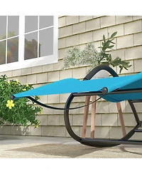 Flynama Rocking Chair, Zero Gravity Patio Chaise Sun Lounger, Outdoor Rocker, Uv Water Resistant, Pillow for Sunbathing, Lawn, Garden or Pool, Light B
