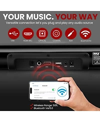 Pyle Wave Base Bluetooth Tabletop Soundbar Digital Speaker with Remote Control, Aux, Optical In, Usb In, Hdmi (Arc) & Coaxial