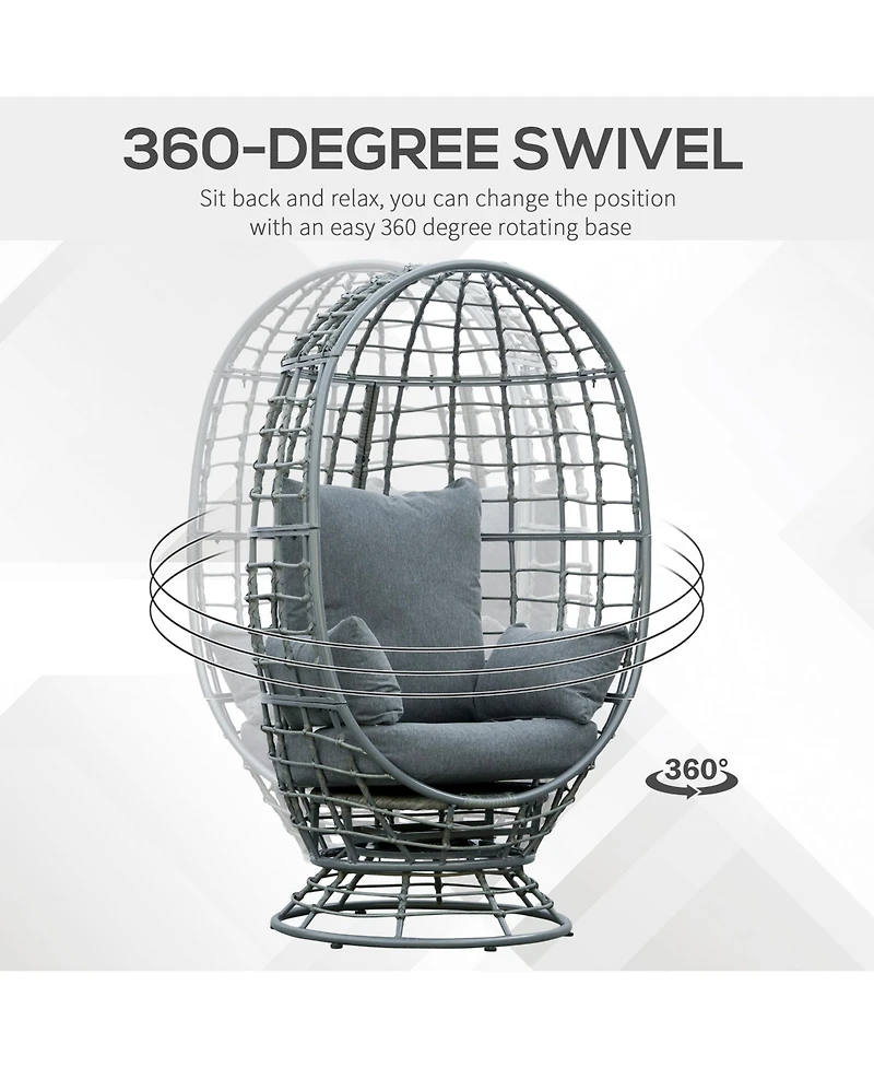 Outsunny Outdoor Wicker Egg Chair with Cushions and Swivel Seat,