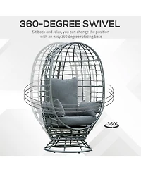 Outsunny Outdoor Wicker Egg Chair with Cushions and Swivel Seat,