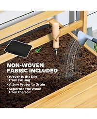 Outsunny Wood Planter with Trellis and Wheels Raised Planter Box, Natural