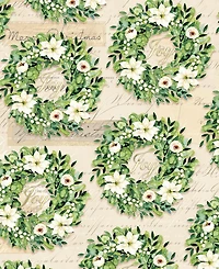 Punch Studio Magnolia Wreath Holiday Gift Wrap, 30" x 120"