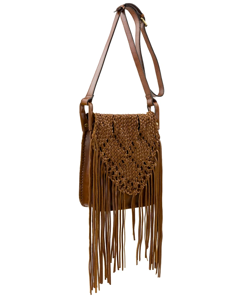 Patricia Nash Mara Small Woven Leather Flap Crossbody