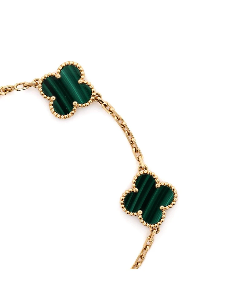 Pre-Owned Van Cleef & Arpels Vintage Alhambra 5 Motifs Bracelet 18K Gold and Malachite