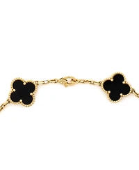 Pre-Owned Van Cleef & Arpels Vintage Alhambra 10 Motifs Necklace 18K Gold and Onyx