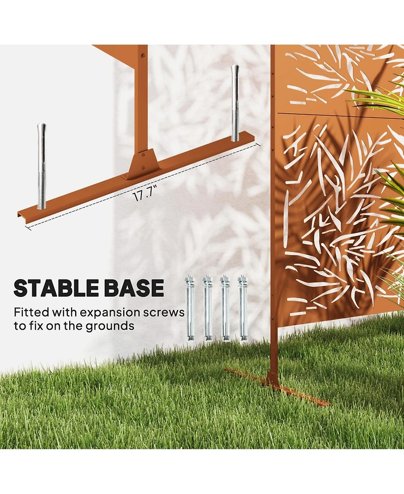 Outsunny Metal Outdoor Privacy Screen Outdoor Divider Trellis Bamboo