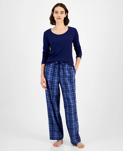 Charter Club Women's Cotton Flannel Plaid Pajama Pants, Created for Macy's