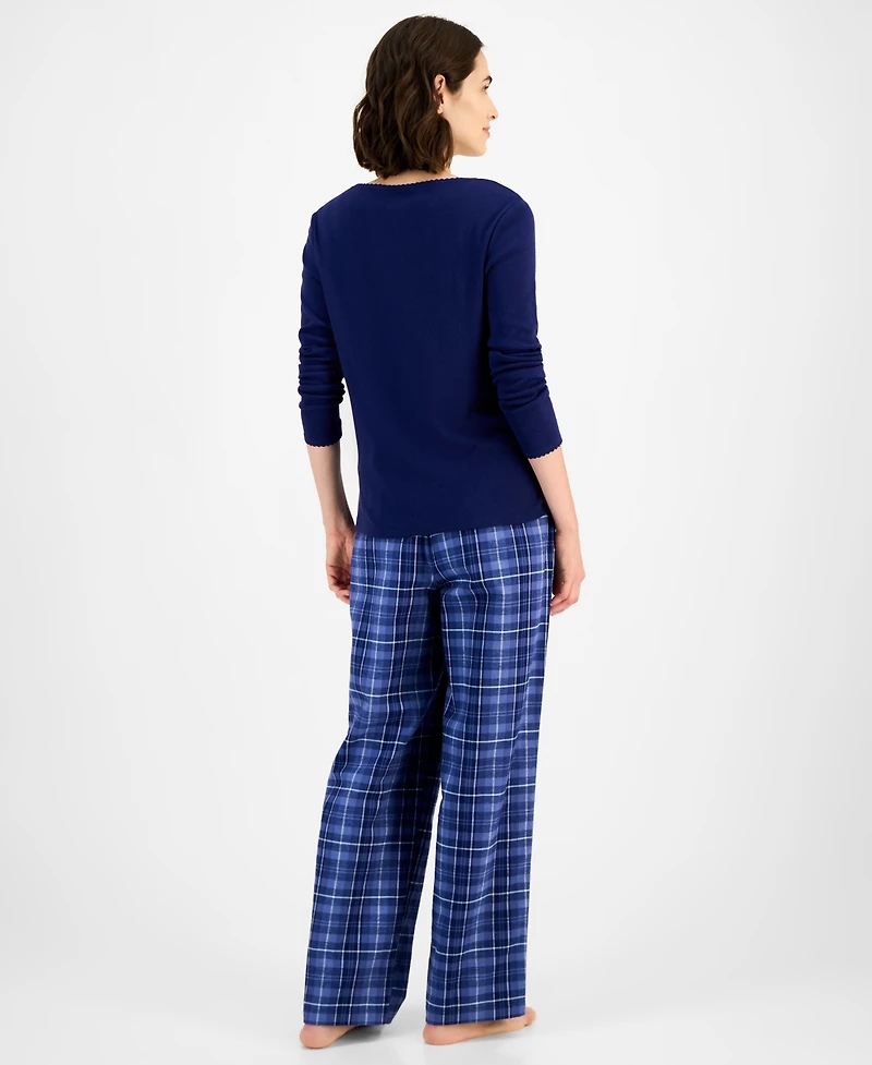 Charter Club Women's Cotton Flannel Plaid Pajama Pants, Created for Macy's